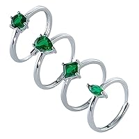 925 Sterling Silver Adjustable size Ring sets for Women Girls with Birthstone Jewelry