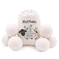Wool Ball, Wool Dryer Balls XL Premium Reusable Natural Fabric Softener Pet Fur Hair Remover - Set of 6PCS (White)