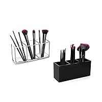 HBlife 3 Slot Acrylic Makeup Brush Organizer, Clear & Black