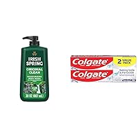 Irish Spring Men's Body Wash Pump, Original Clean Body Wash for Men, Smell Fresh and Clean & Colgate Baking Soda & Peroxide Toothpaste - Whitens Teeth, Fights Cavities & Removes Stains