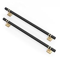 10 Pack 10 Inch (256mm) Black and Gold Cabinet Pulls Kitchen Cabinet Handles, Black and Gold Cabinet Handles Square Dresser Drawer Pulls Black Kitchen Cabinet Hardware