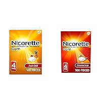 Nicorette 4 mg Nicotine Gum to Help Quit Smoking - Fruit Chill Flavored Stop Smoking Aid, 100 Count & 4 mg Nicotine Gum to Help Stop Smoking - Cinnamon Surge Flavored Stop Smoking Aid, 100 Count