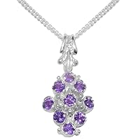 LBG 925 Sterling Silver Natural Amethyst Womens Pendant & Chain - Choice of Chain lengths