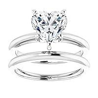 JeweleryArt 2 CT Heart Cut VVS1 Colorless Moissanite Engagement Ring Set, Wedding/Bridal Ring Set, Sterling Silver Vintage Antique Anniversary Promise Ring Sets Gift for Her