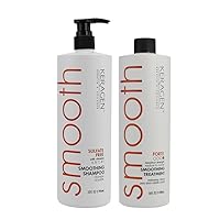 Hair Combo: Smoothing Shampoo (32 Oz) + Smoothing Treatment (16 Oz) - Sulfate Free, Moisturizes, Strengthens, Protects Color, Eliminates Curls, Frizz