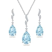 Pear cut Gemstone 925 Sterling Silver Jewelry Set for Women 18