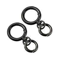 2 Set Key Chain Key Rings Metal Swivel Clasps Snap-On Keychain Ring Hook Spring Clip Snap Hook Lobster Clasp for Keys, Lanyards Jewelry Findings (Black)