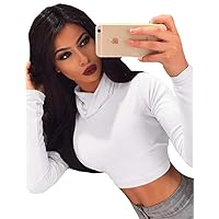 Haola Women's Long Sleeve Casual Turtleneck Crop Tops Warm and Soft