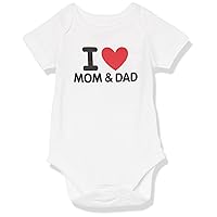 The Children's Place Baby Single Short Sleeve 100% Cotton Bodysuits, I Heart Mom and Dad, 9-12 Months