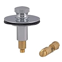 EZ-FLO Bathtub Drain Stopper, Lift and Turn Tub Drain Replacement with Rubber Seal, 3/8 Inch Brass Stem, Chrome Plated, 35255