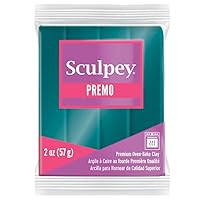 Sculpey Premo™ Polymer Oven-Bake Clay, Peacock Pearl Teal, Non Toxic, 2 oz. bar, Great for jewelry making, holiday, DIY, mixed media and more. Premium clay perfect for clayers and artists.