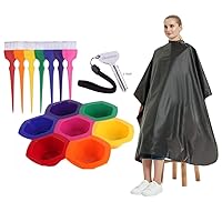 PERFEHAIR 7 Color Hair Dye Brushes and Bowls & All Purpose Chemical Capes