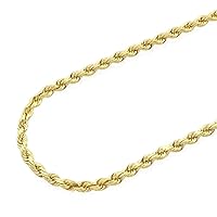 Solid 14k Yellow Gold Diamond Cut Rope Chain Necklace 20