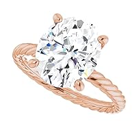 10K Solid Rose Gold Handmade Engagement Ring 2.0 CT Oval Cut Moissanite Diamond Solitaire Wedding/Bridal Rings for Women/Her Propose Rings