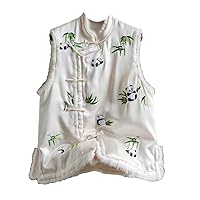 Chinese Style Standing Collar Cotton Vest Women's Winter Embroidery Top