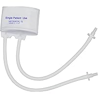 MABIS Single Patient Use Disposable Blood Pressure Cuffs with Universal Connectors, Two Tubes, Neonatal #3 size, 3-11 cm, 10 Count
