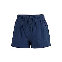 Women's Drawstring Shorts Elastic Waist Loose High Rise Short Pure Color Lightweight Comfy Summer Casual Short Pants