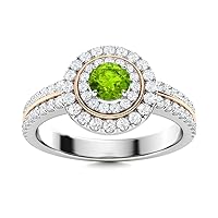 Peridot Round 4.00mm Cocktail Ring | Sterling Silver 925 With Rhodium Plated | Wedding, Anniversary And Engagement Collection