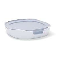 Rubbermaid Glass Baking Dish for Oven, Casserole Dish Bakeware, DuraLite 1.75-Quart, White (with Lid)