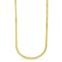 Giorgio Bergamo 925 Sterling Silver 2.5mm - 11.5mm Herringbone Chain, Yellow Gold Plated Flat Imperial Link Necklace