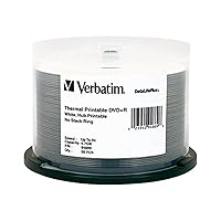 Verbatim DVD+R 4.7GB 8X DataLifePlus White Thermal Printable, Hub Printable - 50pk Spindle