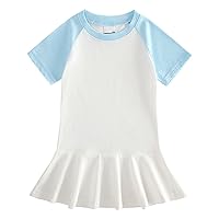 Summer New Children's Clothing Skirt Girl Love Dress Knitted Cotton Cartoon Princess Dress with Short Sleeve Girl