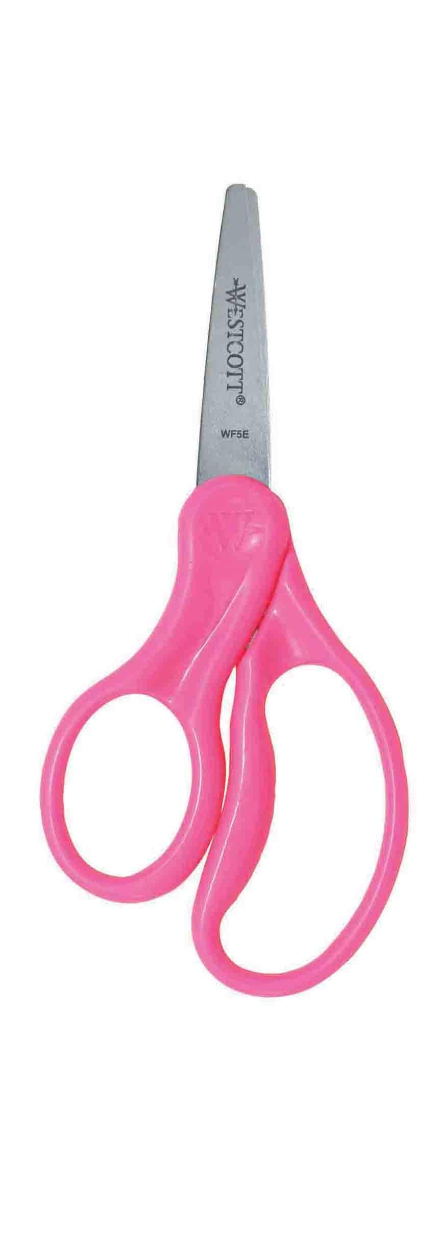 Westcott 13594 Left-Handed Scissors, Hard Handle Kids' Scissors, Ages 4-8, 5-Inch Blunt Tip