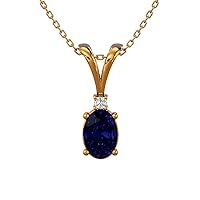 0.021 Carat Diamond and 2 Carat Oval Gemstone Pendant Necklace for Women in 10k Gold (I-J, SI1-SI2, cttw) Lobster Claw Birthstone Jewelry for Her by VVS Gems