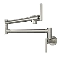 Pot Filler Faucet Brushed Nickel - Sarlai Wall Mounted Pot Filler Faucet Stainless Steel Brushed Nickel Folding Two Handle Double Joint Swing Arm Kitchen Sink Faucet