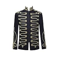 Men's Steampunk Military Drummer Blazer Jacket Stand Collar Zipper Punk Gothic Coat Prom Vintage Suit Jacket