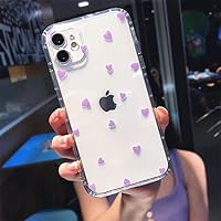 for Phone Case Transparent TPU Case with Small for iPhone 13 12 11 Pro Max X XR Xs Max Drop-Proof Clear Protective Soft Cover,Purple Heart,for iPhone 11 Pro