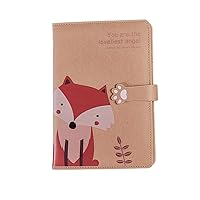 PU Leather Journal Writing Notebook, A5 Cute Thickened Binder Daily Notepad Diary (Fox)