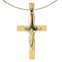 14K Yellow Gold Latin Crucifix Pendant with 18