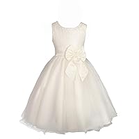 Lito Angels Girls' Diamante Satin Scoop Dress Wedding Flower Girl Pageant Party