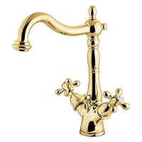 Kingston Brass KS1432AX 4-Inch Centerset Lavatory Faucet with Pop-Up, Polished Brass