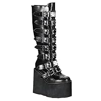 Women's punk goth platform boots Buckle Straps Back Zipper gothic boots Ladies Rivets Metal Decoration Long Boots knee high Tall Boots Combat Boots