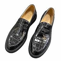 Authentic Crocodile Skin Men's Classic Black Dress Shoes Genuine Real True Alligator Leather Male Fancy Slip-on Formal Shoes