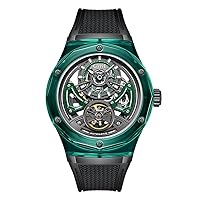 BONEST Gatti Men Automatic Watch 45mm Mechanical Wristwatch Crystal Case Sapphire Luminous Fluororubber Strap Skeleton Dial