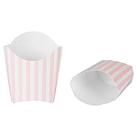 Restaurantware Bio Tek 3.9 x 2.6 x 3.5 Inch French Fry Cup 100 Disposable Snack Cups - Stackable Sustainable Pink And White Paper 2 Ounce Fry Holder For Fries Onion Rings Popcorn or Cookies