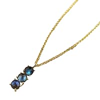 Genuine Labradorite Necklace, Gemstone Pendant, Blue Fire Labradorite Pendant, Blue Crystal Gemstone Pendant, Gold Plated Wiccan Jewelry, Dainty Necklace, Gift For Her, Designer Necklace, Chain Necklace By CHARMSANDSPELLS