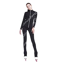 Figure Skating Spiral Jacket Pants Fleece Pants for Girls Black Pants for Women