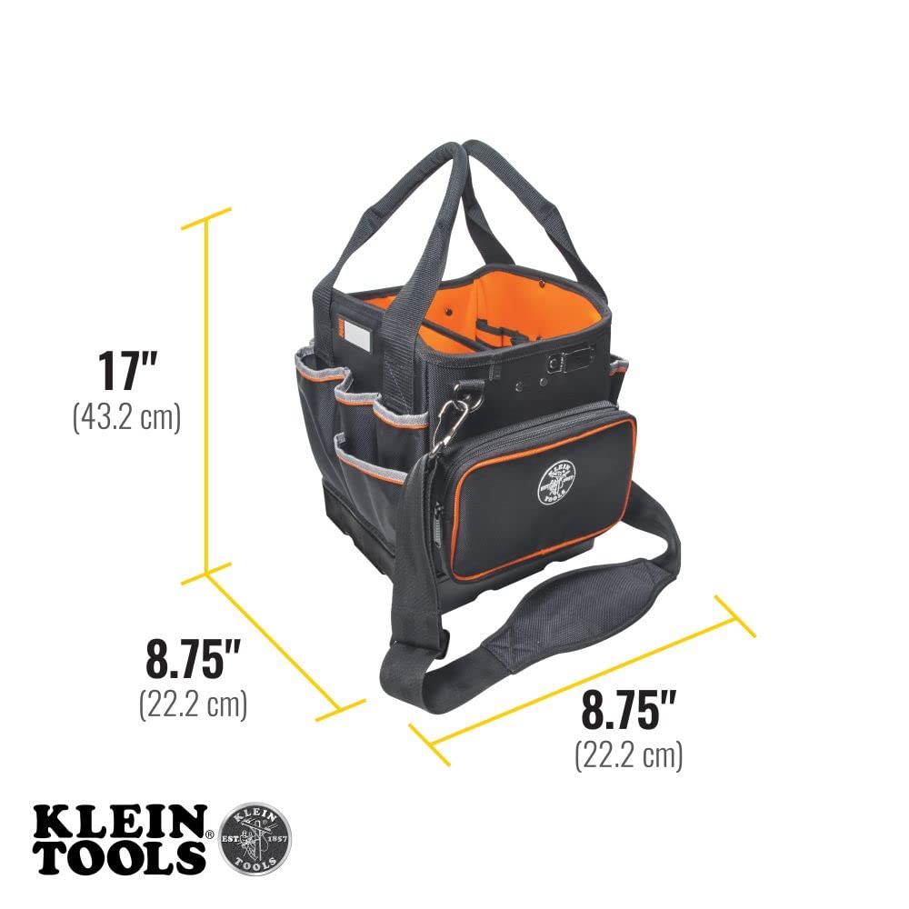 Klein Tools 5541610-14 Tool Bag with Shoulder Strap Has 40 Pockets for Tool Storage and Orange Interior