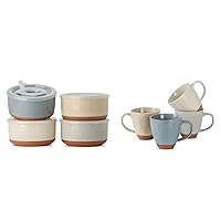 Ceramic Bowl with Lid & 13 oz Ceramic Coffee Mugs set