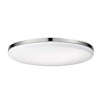 Globe Electric 65584 LED Integrated Flush Mount Ceiling Light Fixture, Chrome Finish, Frosted Shade, Energy Star Certified, Ultra Slim Design, Light Fixtures Ceiling Mount, 2200 Lumen
