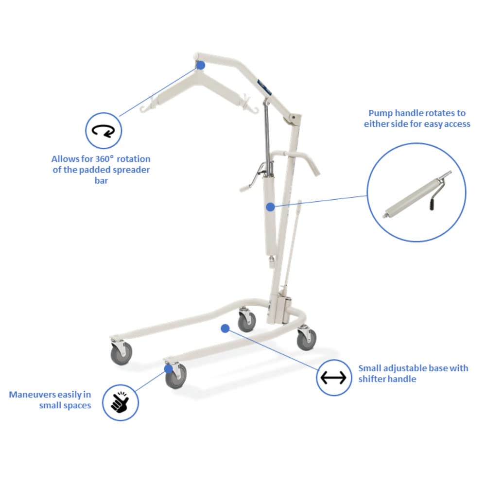 Invacare Lightweight Hydraulic Patient Lift, Beige, 450 lb. Weight Capacity, 9805P