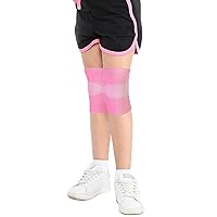 Luwint Kids Knitted Knee Brace Children Knee Sleeve Patella Brace Support for Soccer, Volleyball, Basketball, Outdoor Sports, 1 Pair (Pink)
