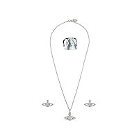 Planet Saturn Stainless Steel Mini Bas Necklace Stud Earrings for Women Girlfriend Birthday Anniversary Jewellery Gift