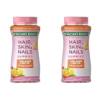 Hair, Skin & Nails with Biotin and Collagen, Citrus-Flavored Gummies Vitamin Supplement, 2500 mcg, 80 Ct (Pack of 2)