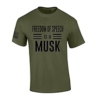 Mens Patriotic Tshirt Freedom of Speech is A Musk Minimalist Stripes Elon Graphic Short Sleeve T-Shirt Graphic Tee