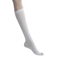 Medline Knee-High Anti-Embolism Stockings, White Toe Stitching with White Top, Size Medium Regular, Box of 12 Pairs